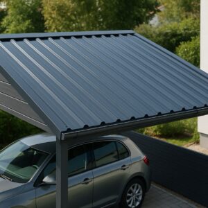 Moderne Carport mit grauem Dach Unser T 18 Plus in RAL 7016