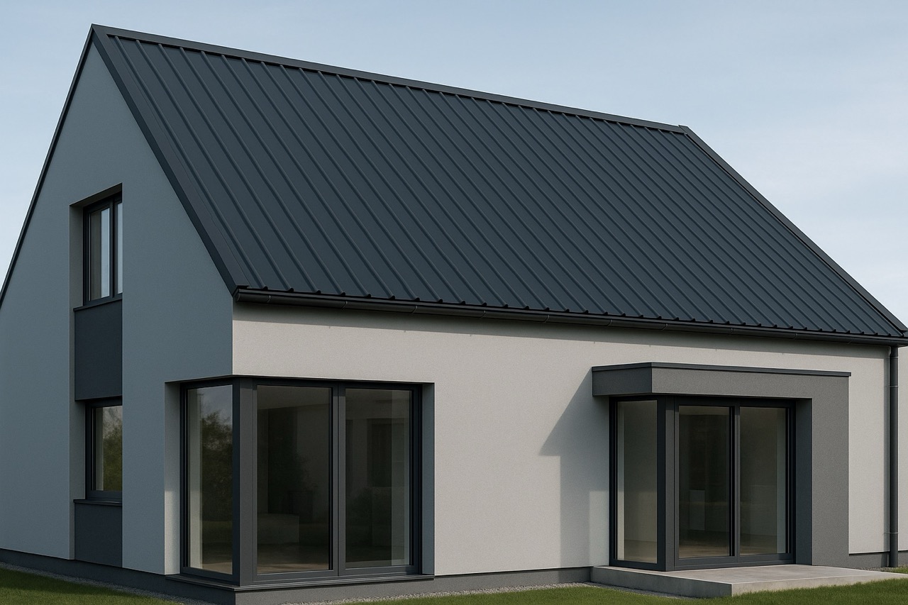 Groß (t20m_7016_matt_dach_mockup) Trapezblech T 20 M 0,50mm 0,63mm oder 0,75mm Stark für PV geeignet in RAL 7016 Anthrazit Matt oder Glanz