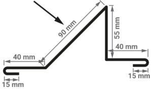 Skizze der Schneebarriere mit Abmassen