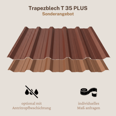SONDERPOSTEN Trapezblech T 35 Plus Dach ziegelrot & oxidrot