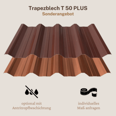 Sonderangebot Trapezblech T 50 PLUS ziegelrot und oxidrot DACH