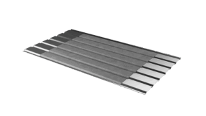 Trapezblech T 18 B mit Antikondensvlies 1 Trapezblech T 18 B Antikondensvlies Rückschnitt 20 cm an der Traufe und 20 cm am First