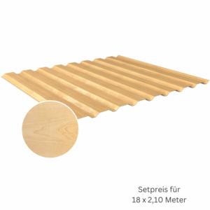 Komplettpaket Trapezblech W-20/1100LR 0,50 mm | Holzoptik Ahorn | 18 x 2,10 m | Wand