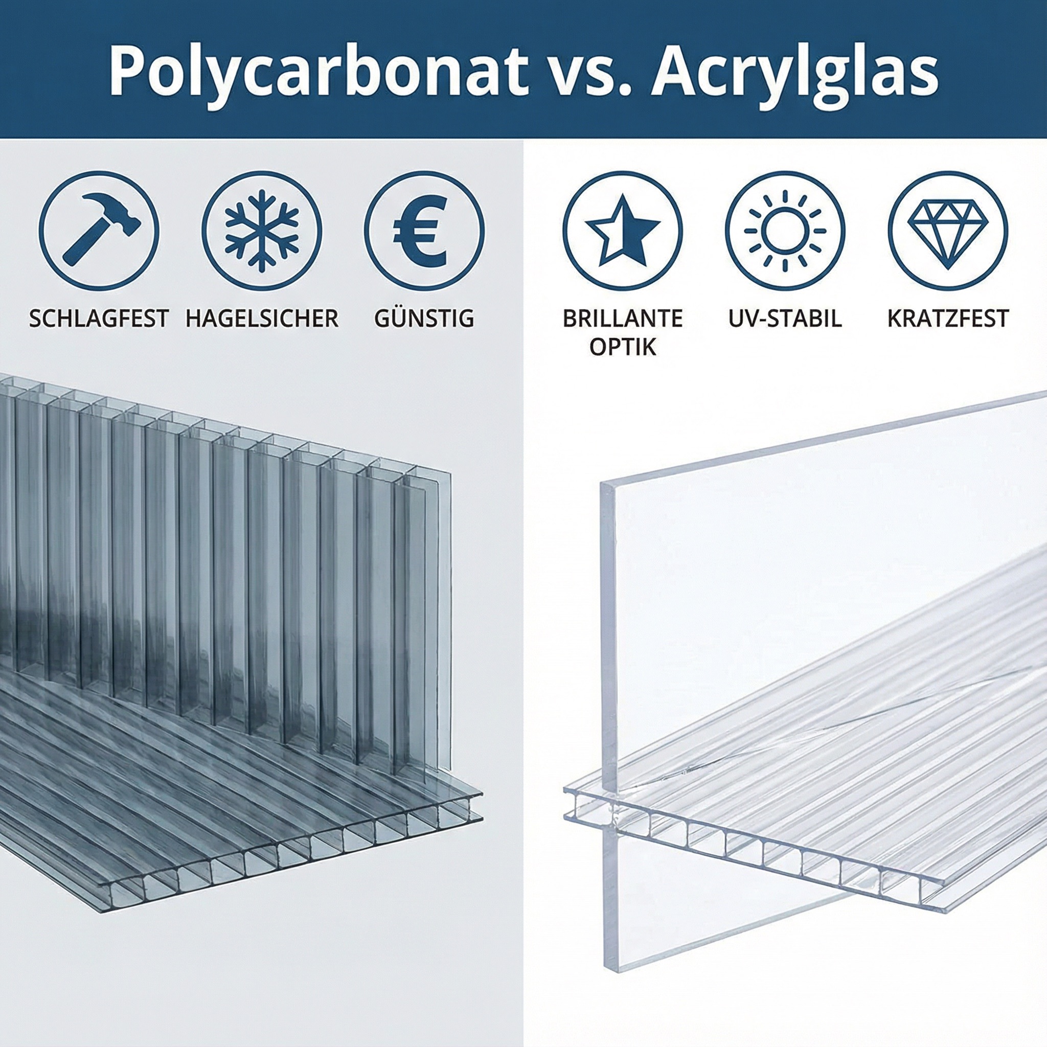 Doppelstegplatten Polycarbonat oder Acryl