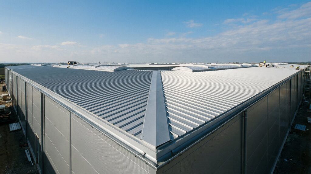 Sandwichplatten Dach auf einer Halle