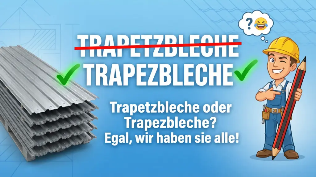 Blechplatten, Trapezbleche, Trapetzbleche und humorvolle Werbung.